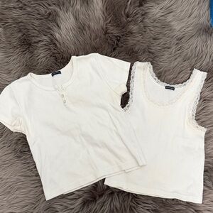 Brandy Melville White Button-Up Top